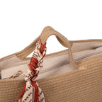 Sac raphia bohème avec foulard