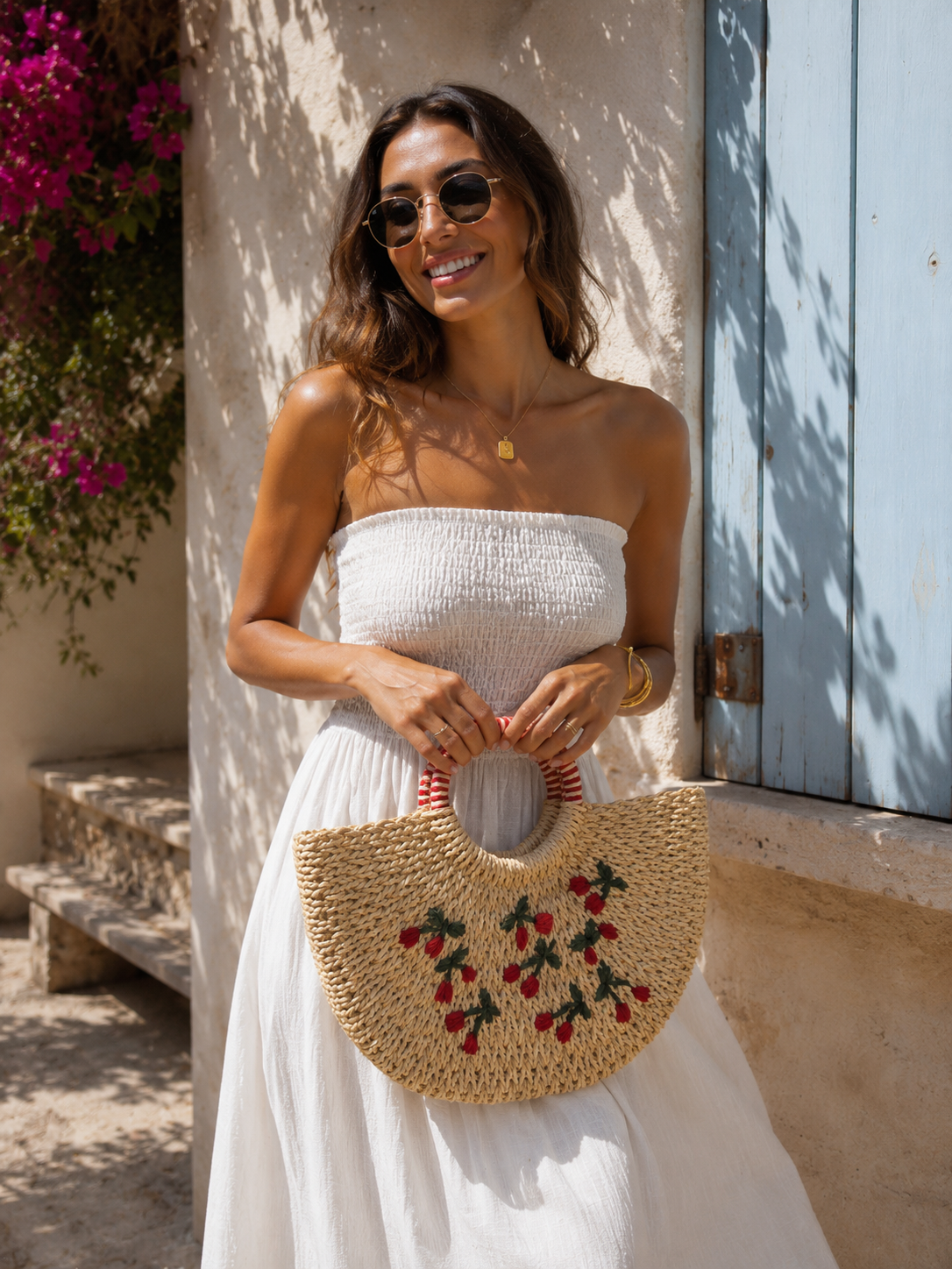 Sac Panier Valencia en Paille Tressée