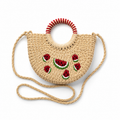 Sac Croisé en Paille – Motif Pastèque 🍉
