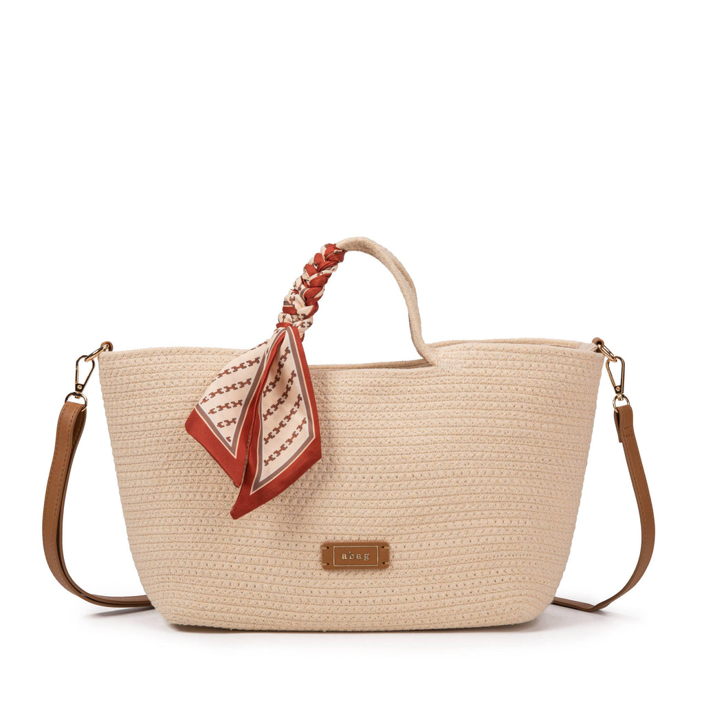 Sac raphia bohème avec foulard
