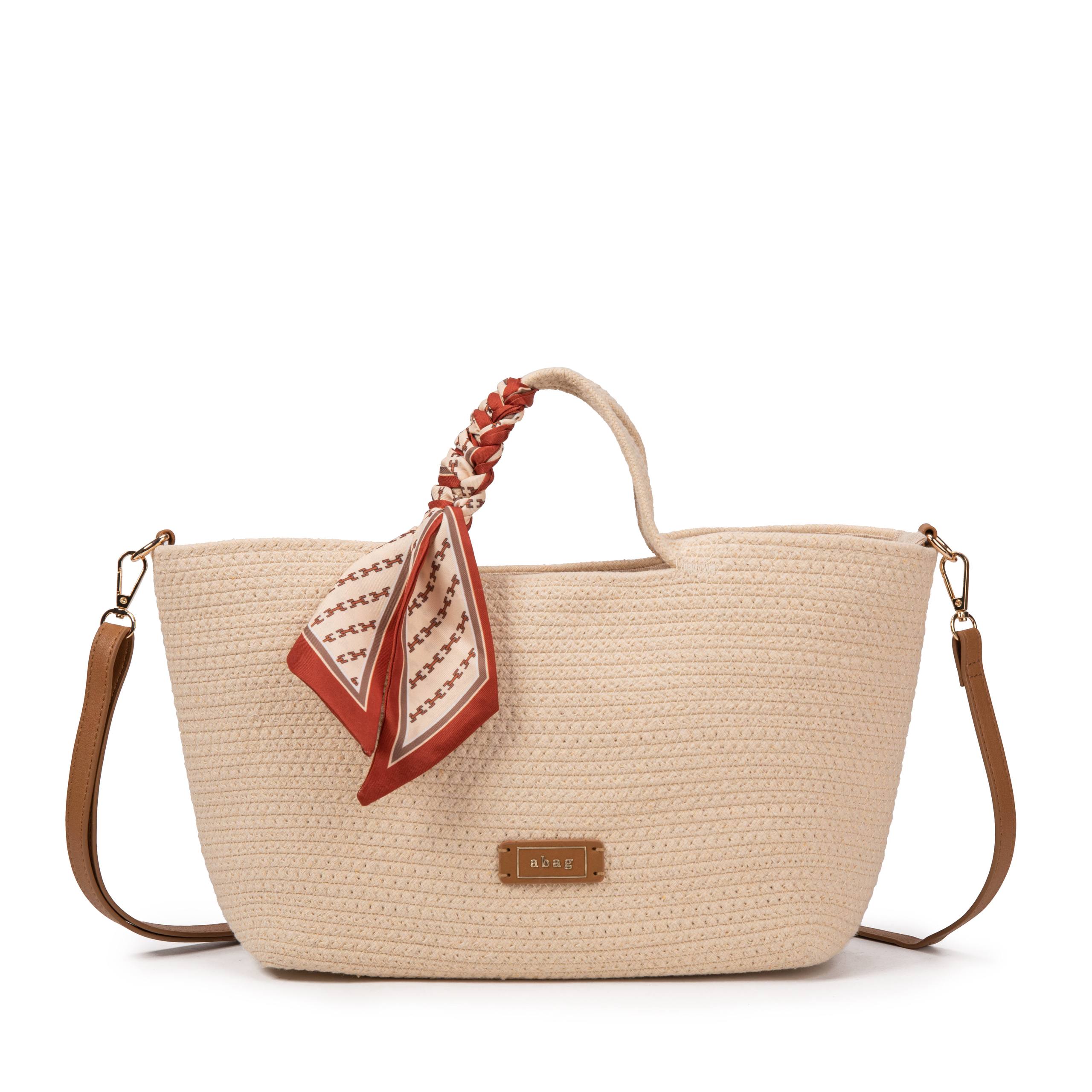 Sac raphia bohème avec foulard