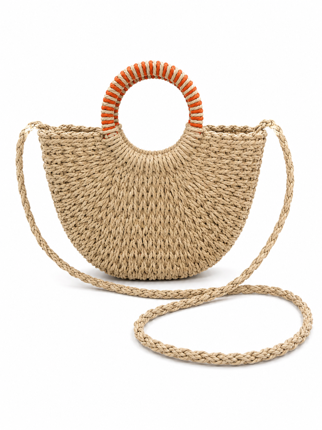 Sac Croisé Valencia en Paille – Motif Oranges 🍊