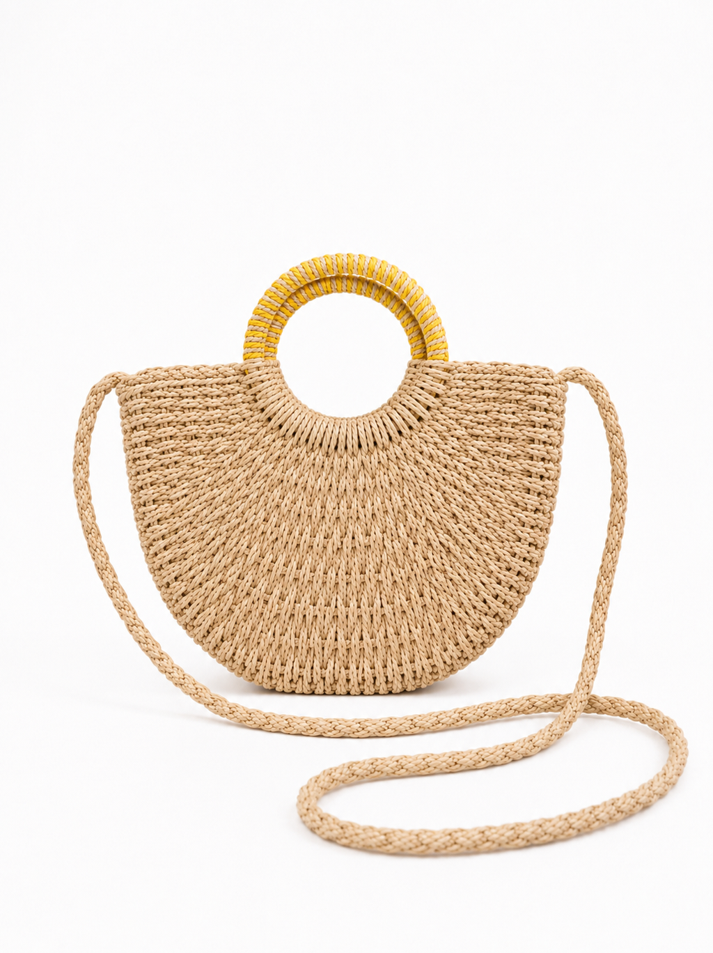Sac Croisé Valencia en Paille – Motif Citrons 🍋