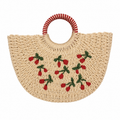 Sac à Main Valencia en Paille – Motif Cerises 🍒