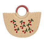 Sac à Main Valencia en Paille – Motif Cerises 🍒