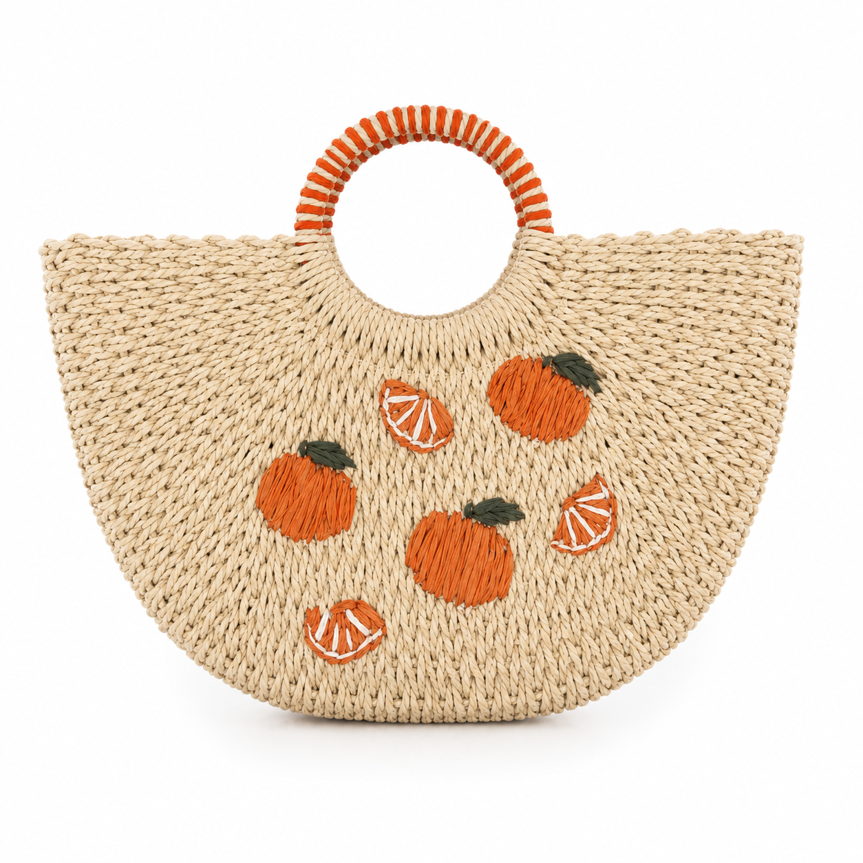 Sac Panier Valencia en Paille – Motif Oranges 🍊