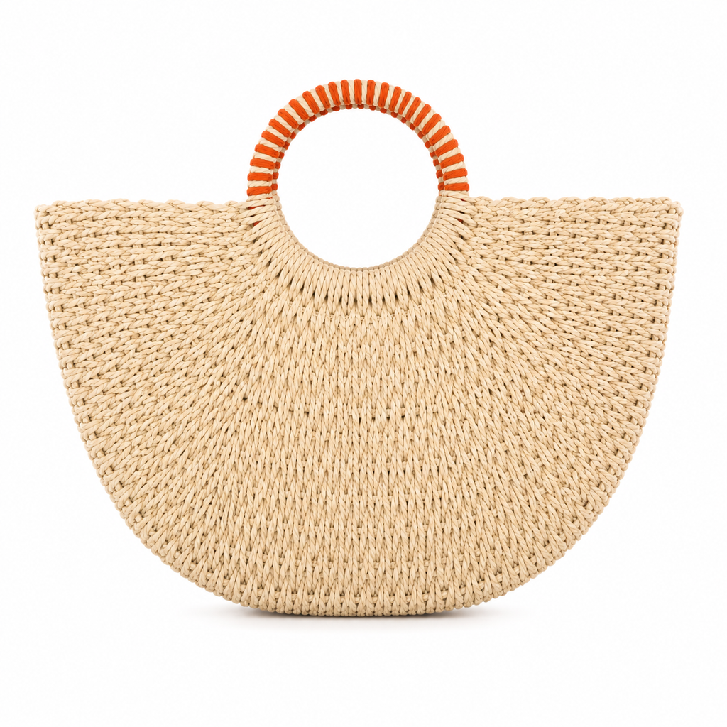 Sac Panier Valencia en Paille – Motif Oranges 🍊