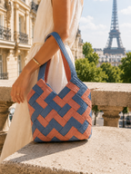 Sac Amalfi en Raffia Tressé Bicolore
