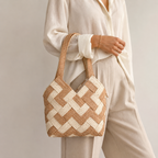 Sac Amalfi en Raffia Tressé Bicolore – Collection Été ☀️