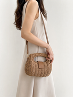 Sac raphia à main & épaule – Détails camel