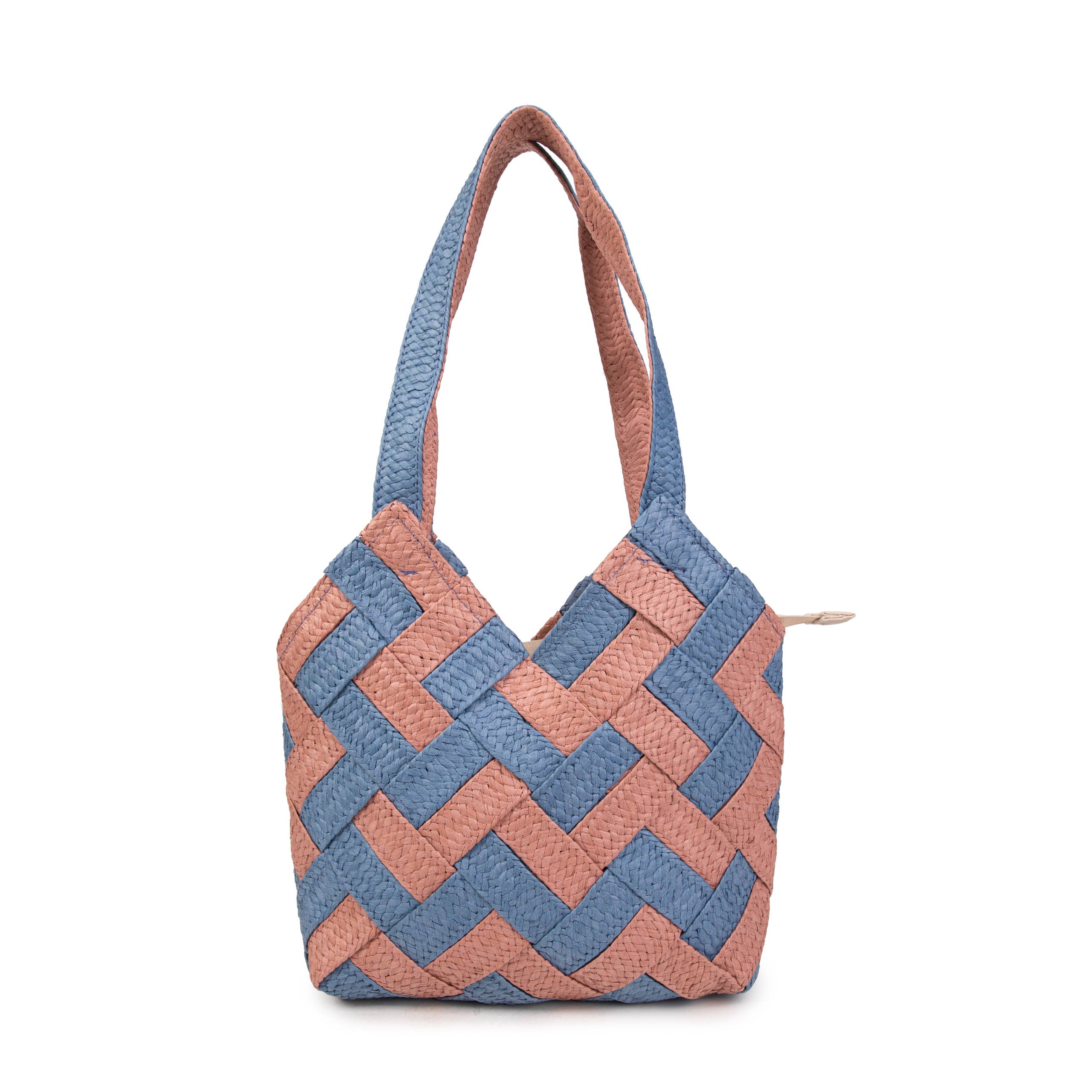 Sac Amalfi en Raffia Tressé Bicolore